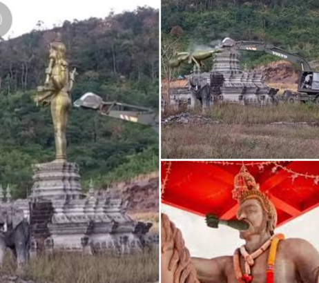 เขมรร้องไห้ระงม! ไทยทุบรูปปั้นเทพเจ้าฮินดูที่ ช่องอานม้า หลังยึดคืนพื้นที่ได้