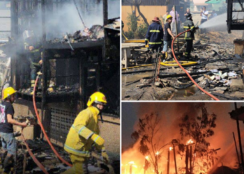 เพลิงไหม้บ้านพักครูเก่าอายุกว่า 40 ปี วอดทั้ง 2 หลัง เสียหายหลักล้าน คาดไฟฟ้าลัดวงจร